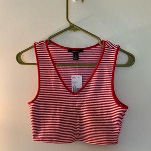F21 Red striped crop top